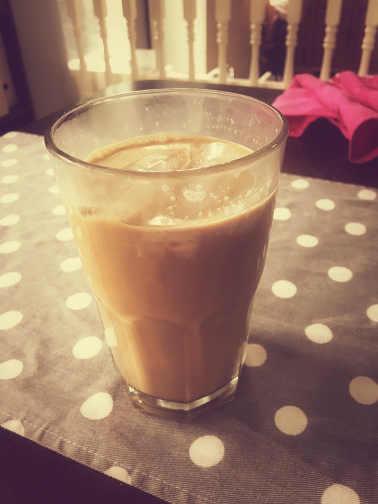 coffee bomb: 4oz cold coffee, 1-2oz <a href="/Disaronno_USA/">Disaronno USA</a> 1oz <a href="/EastsideDistill/">Eastside Distilling</a> coffee rum, 4 drops #bourbon vanilla, cream