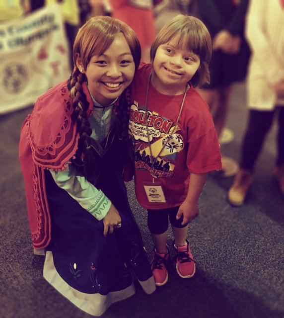 Princess Anna from @eagleslandingch with an athlete from @SOGAchampions at opening ceremonies.  #makingkidssmile