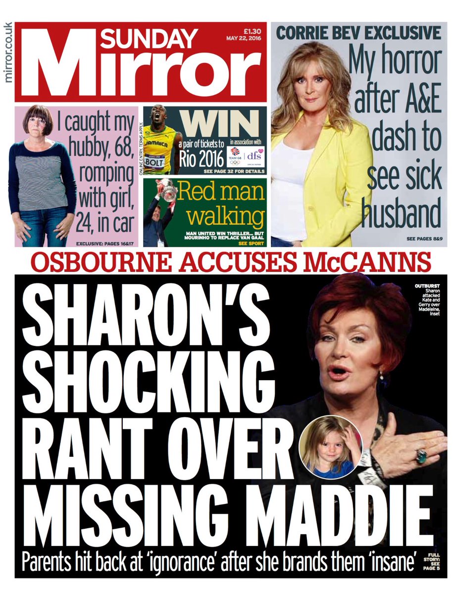 Opinionated, and always offensive, Sharon Osbourne aced a backlash from the families of other missing children after she verbally attacks the McCanns CjAtlDLXIAAaNW0