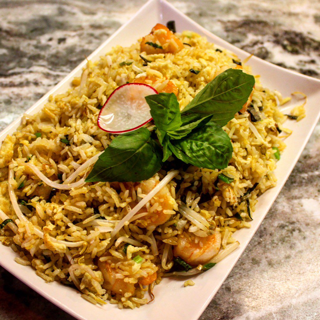 <a href="/meconbistro/">Me. Con Bistro</a> basil shrimp fried rice. Bring your mom and family by to give us a try at 3421 W William Cannon!