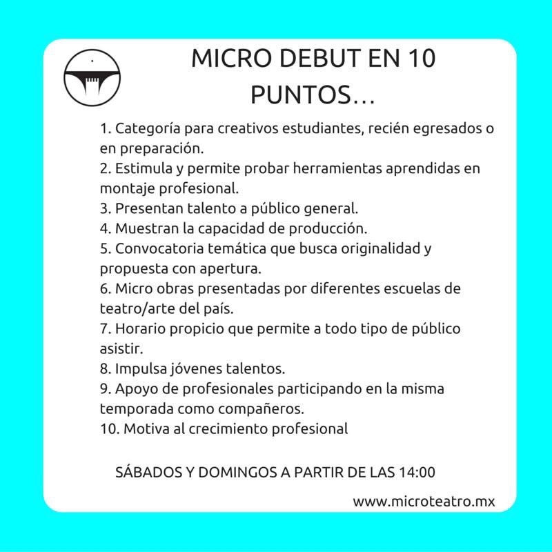 MicroTeatroMex's tweet photo. Nuestros 10 puntos #MicroDebut https://t.co/FM3G76qux5