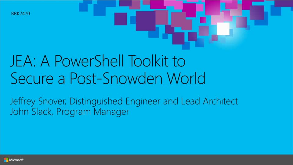 CodeChannels's tweet photo. JEA: A PowerShell Toolkit to Secure a Post-Snowden World #msignite #msignite2015 - https://t.co/6mFok2cjg2 https://t.co/La4Z2BaQrj