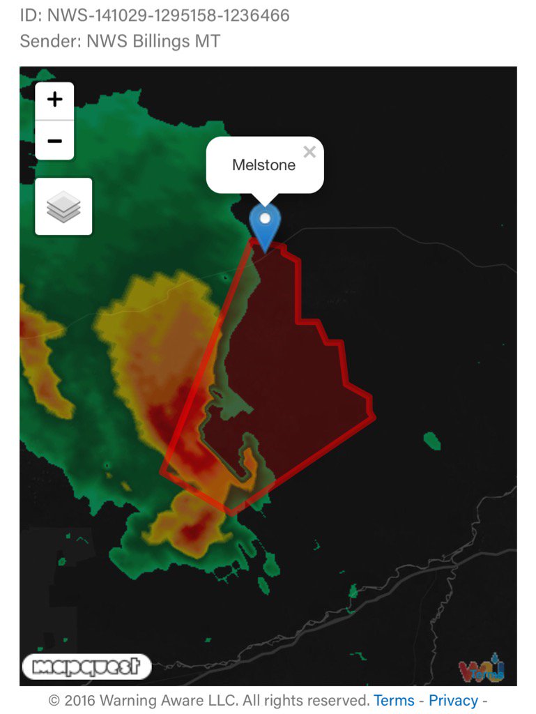 ReedTimmerUSA's tweet photo. TORNADO WARNING in central MT for strong rotation headed toward Melstone!! Alert via https://t.co/4FgblOKqzC #mtwx https://t.co/mMsiBjDcfe