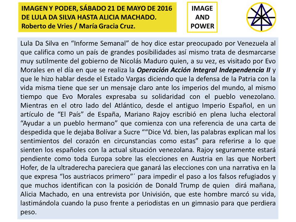 doctordevries's tweet photo. #ImageAndPower 1 21 Mayo 2016 De Lula hasta Alicia Machado. Breve recuento del día en Imagen y Poder. https://t.co/064R8eN6ya