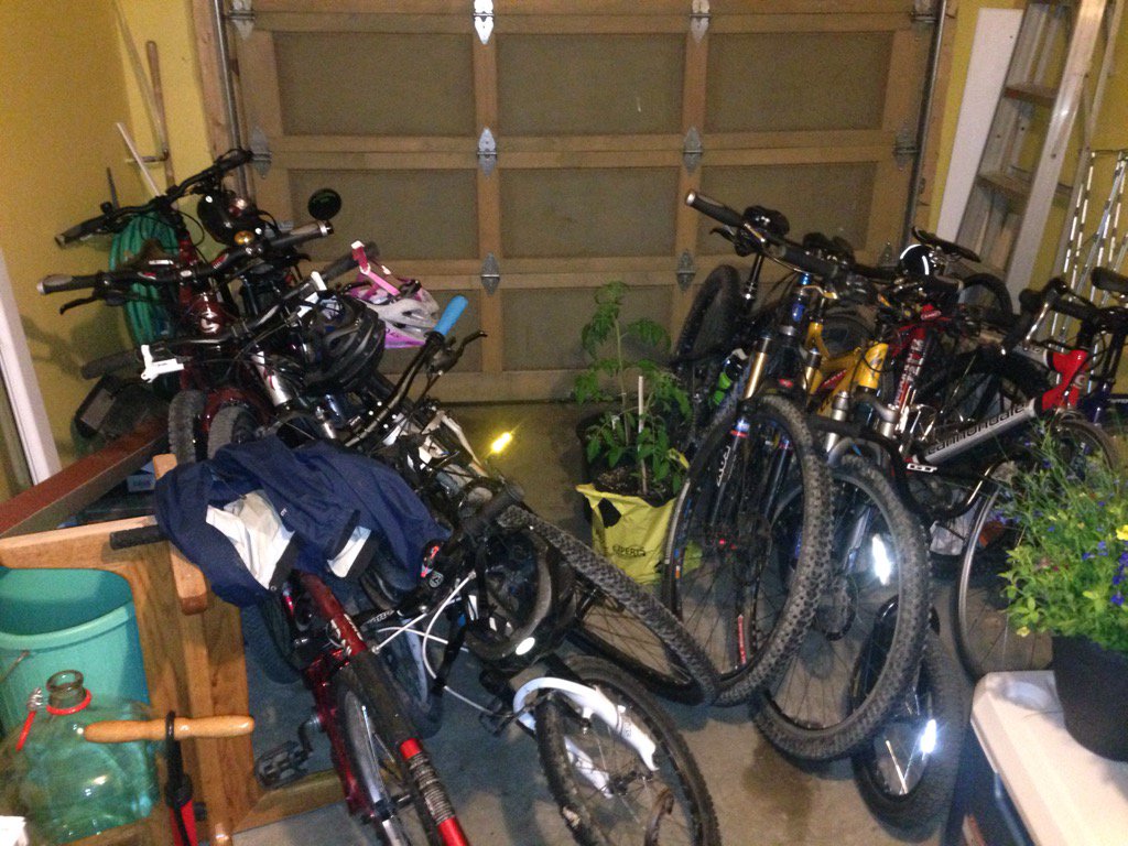 RainaBob's tweet photo. A typical garage in Canmore on a long weekend. https://t.co/9gr3YpjX2K