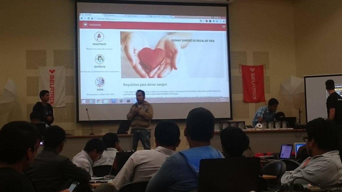 AlexaBr23's tweet photo. #Hackatrix2016 Décimo grupo YO DONANTE " Donación de sangre " https://t.co/nCXNfrOnSB