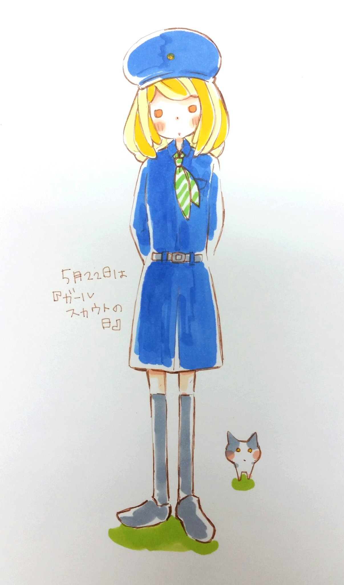 ちゃだるみオンラインイラストレッスン 5月22日は ガールスカウトの日 小学生の頃憧れてたなぁ コピック Amp マルチライナーセピアで描きました 今日もハンズ梅田店で コピックでイラスト描きます します コピック ガールスカウトの日