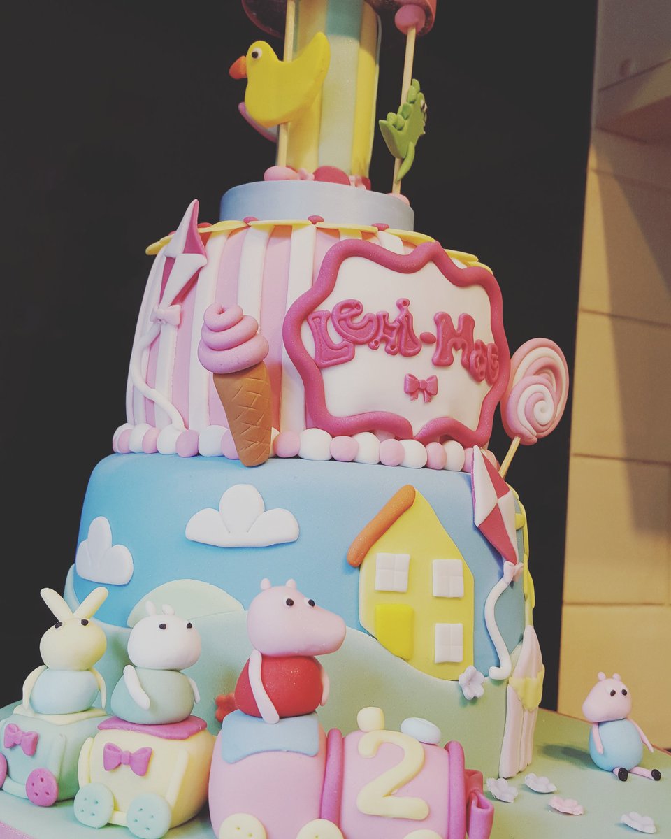 #peppapig #peppapigcake. Peppa pig at the circus.  6" and 4" with dummy carousel. With peppa pig on her train