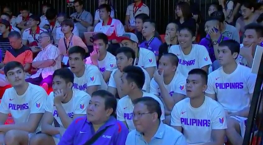 @gilasarmy cadets watching and scouting the opposition prior to their game vs Malaysia. #SEABA2016 #LabanPilipinas