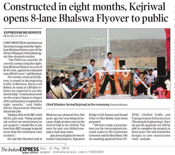 DaaruBaazMehta's tweet photo. Delhi Govt saves 20 crores in new 8 lane Flyover constructed within 8 months.

cc @ArvindKejriwal @SatyendarJain https://t.co/AgZr2XfV2N