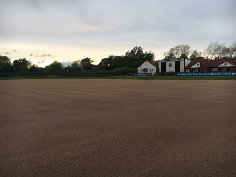PremierPitches's tweet photo. #NUFC  Training Ground. #Fibrelastic pitches put to bed in readiness for pre season! #QualityWork @woolfie71 https://t.co/OR6se54H8K
