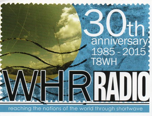HTIJ0381's tweet photo. #QSL: #WHR - #T8WH, 07 May 2016, 07:58 UTC, 9930 kHz, f/d QSL card, "30th anniversary 1985-2015 T8WH", in 10 days. https://t.co/VEAQxAGZT0