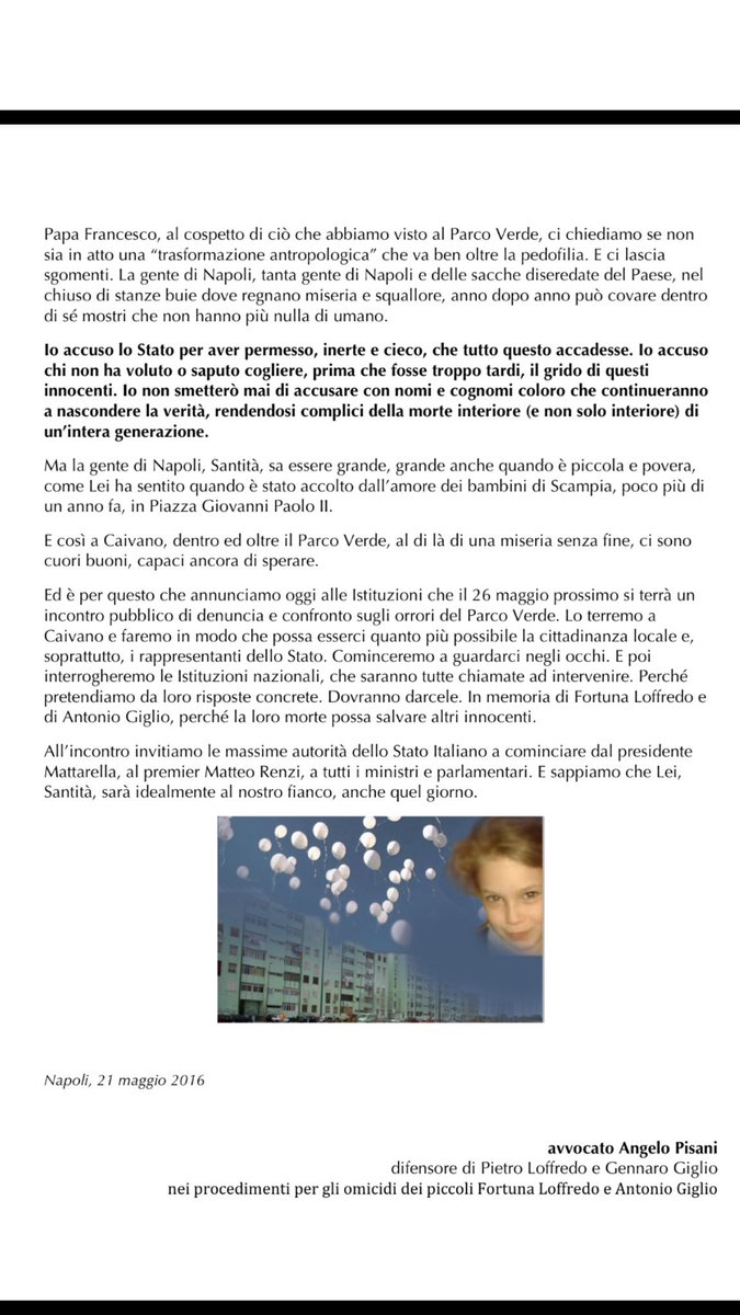 remo_croci's tweet image. I genitori di Chicca scrivono al Papa. #Fermate questi orrori. Basta violenze sui bambini.