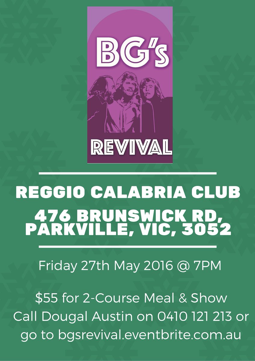 Aust's new Bee Gees Tribute Show 'BGs Revival' managed by <a href="/AustinMediaBM/">Austin Media</a> LIVE on Fri 27th May! Hurry Up &amp; Book NOW!