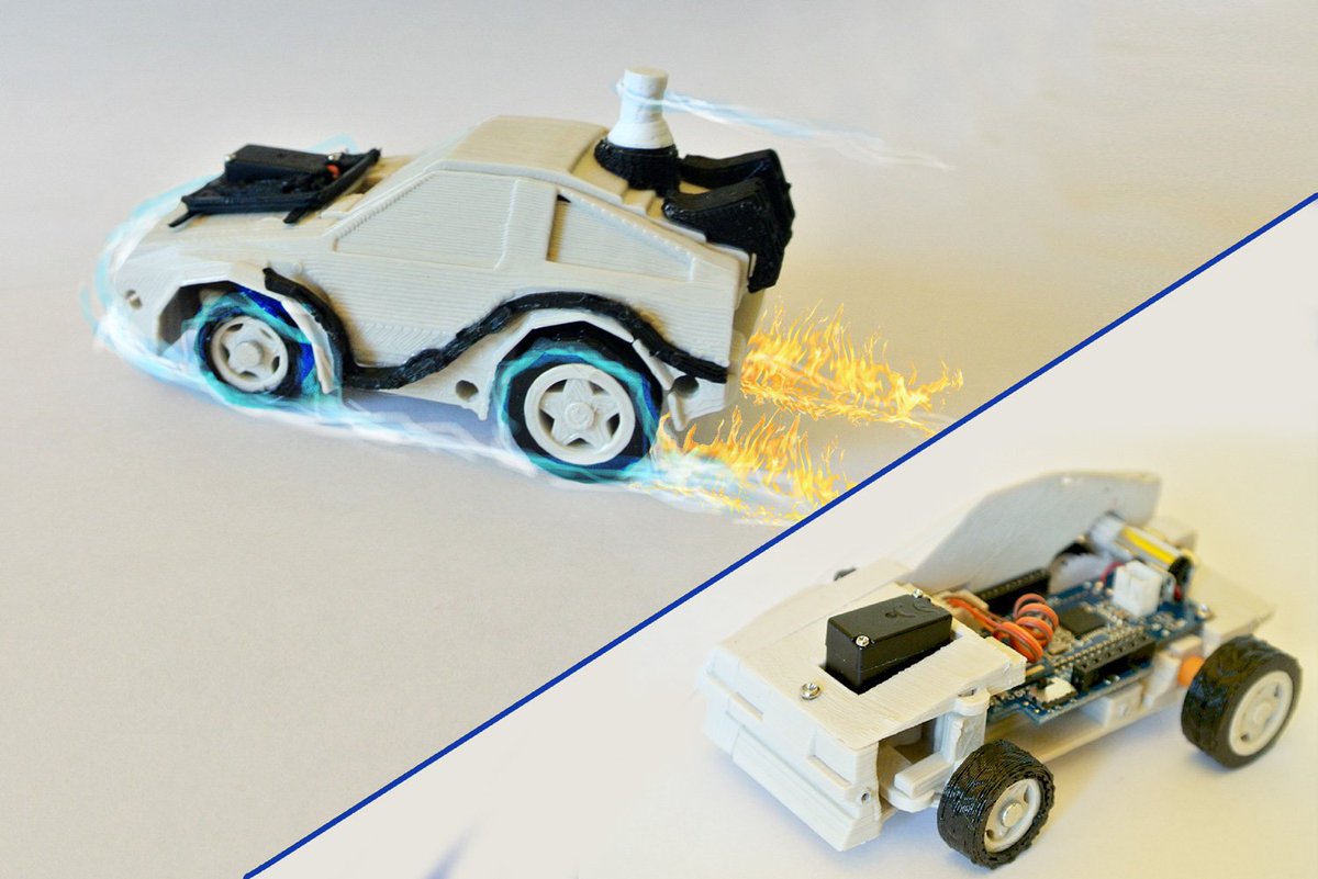 3DRacers's tweet photo. Driving a #DeLorean was your dream?https://t.co/yUinwJHMUe @thingiverse WARNING:Flux capacitor not included #Arduino https://t.co/vHnVW6lry9