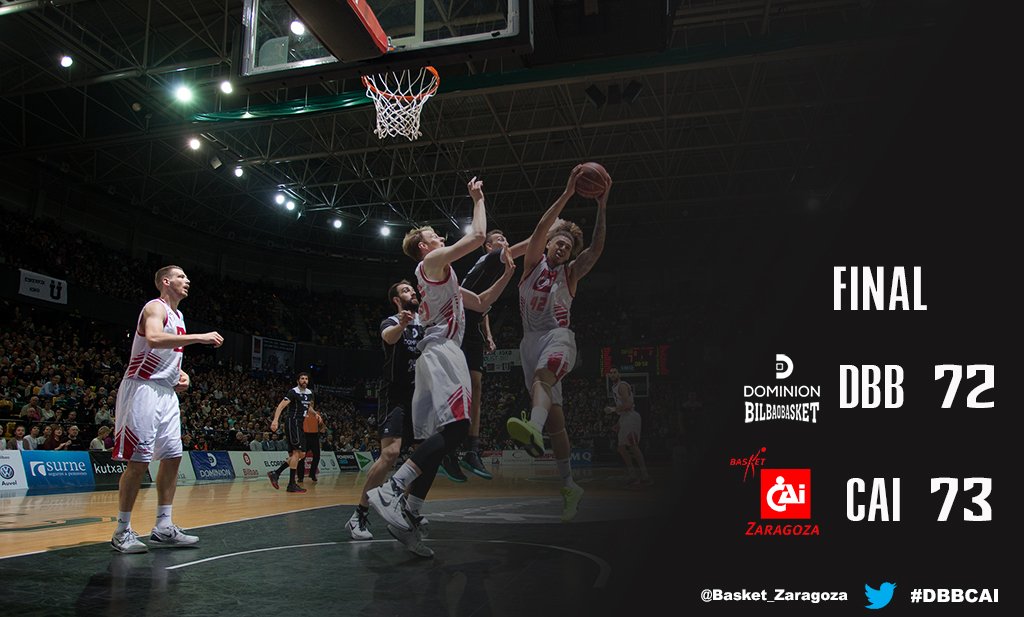 CasademontZGZ's tweet photo. FINAL: @CDBilbaoBasket 72-73 CAI Zaragoza #DBBCAI #AúpaCAI https://t.co/TuyhGhO4uK