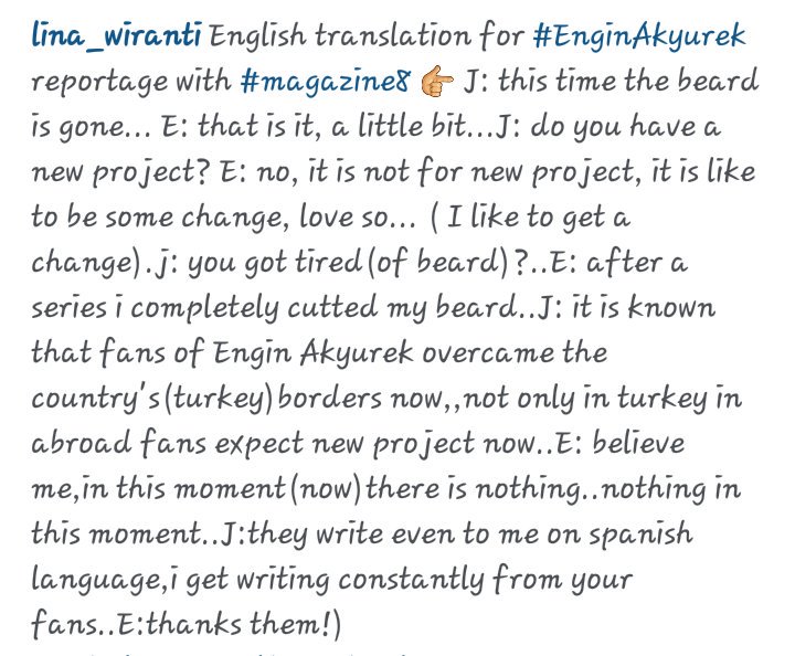 lynaendis's tweet photo. English translation for #EnginAkyürek reportage with #magazine8 Indonesia fans @Artistanbul1 #prettywitch👉👸❤🎈🎉 https://t.co/1BDxKUWaK0