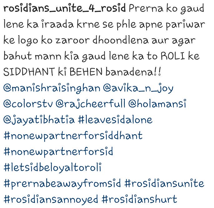 rosidian_rosid's tweet photo. @manishmischief @avika_n_joy @mansi21forever @jayatibhatia7 @colorstv @rajcheerfull #sidbelongstoroli #leavesidalone https://t.co/hkkLBF5dtV