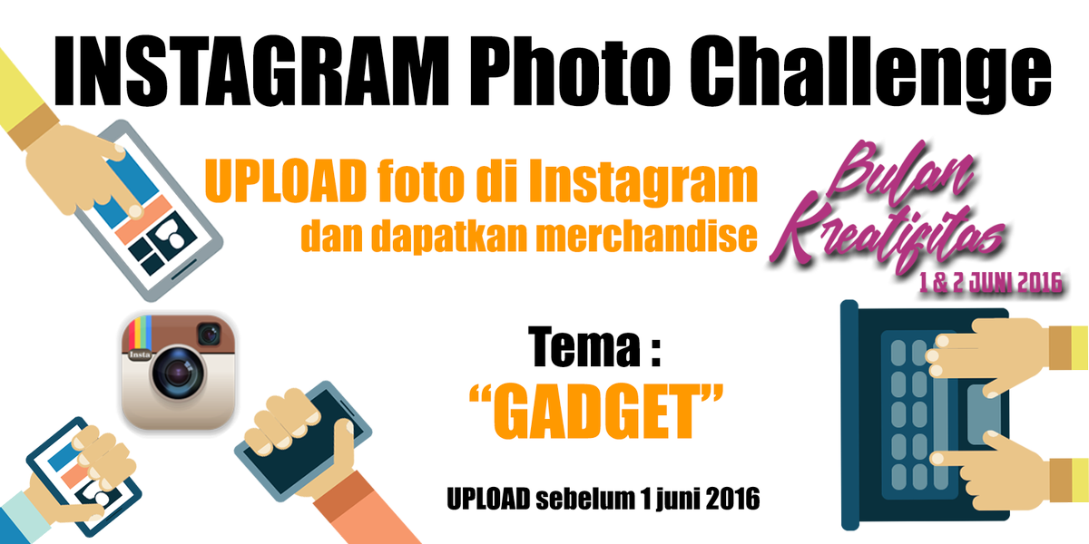 🎉 BULAN KREATIFITAS  🎉

📎Mading Competition
📎Instagram Photo Challenge 
📌 Seminar IT
Check : buke.hmifiti.org