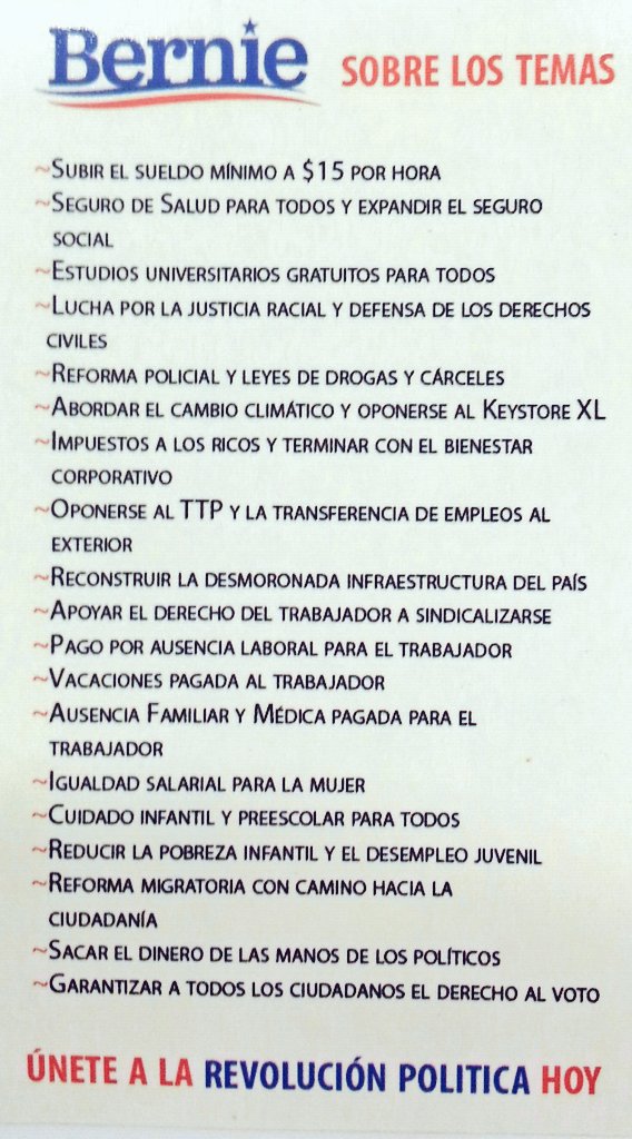 PRBernieSander1's tweet photo. Issues that matter to Bernie @PRBernieSander1 @PRBernie51 @BernieSanders @BernieLatinos https://t.co/LuGGVUM61x