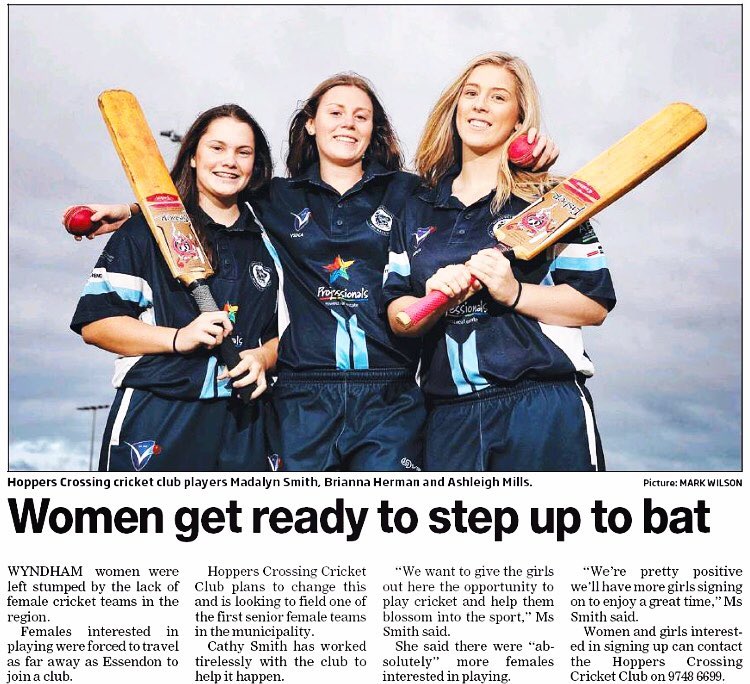 HoppersCricket's tweet photo. An article from this weeks @WyndhamLeader about us having a Women's side next season. https://t.co/MHQ3Wnznq3
