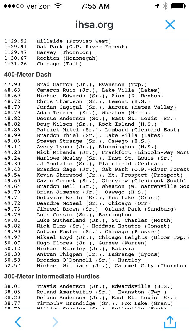 GEHS_Athletics's tweet photo. #IHSAState Qualifier Patrick Mikel enters as the 9th fastest 400M sprinter in the state at 48.86 https://t.co/eQSiiCiAM8