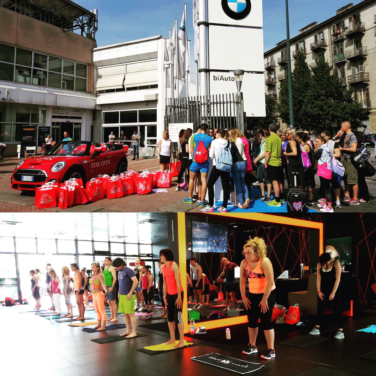 biAutoTo's tweet image. Mai allenato nello showroom di una concessionaria? Oggi #bifitnessgarage @KappaItalia @PALESTRETORINO1 @MINI_Italia