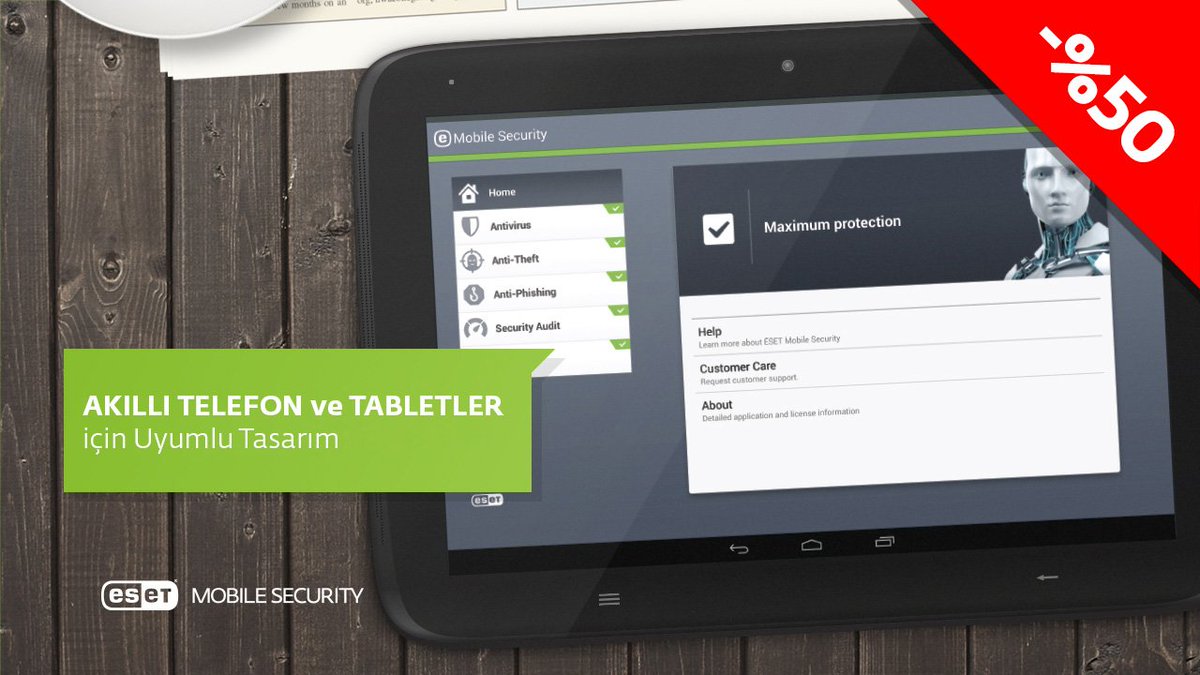 ESETTurkiye's tweet image. Bu haftaya özel %50 indirimimizi kaçırmayın, son gün... goo.gl/i7kR10 #AndroidWeek