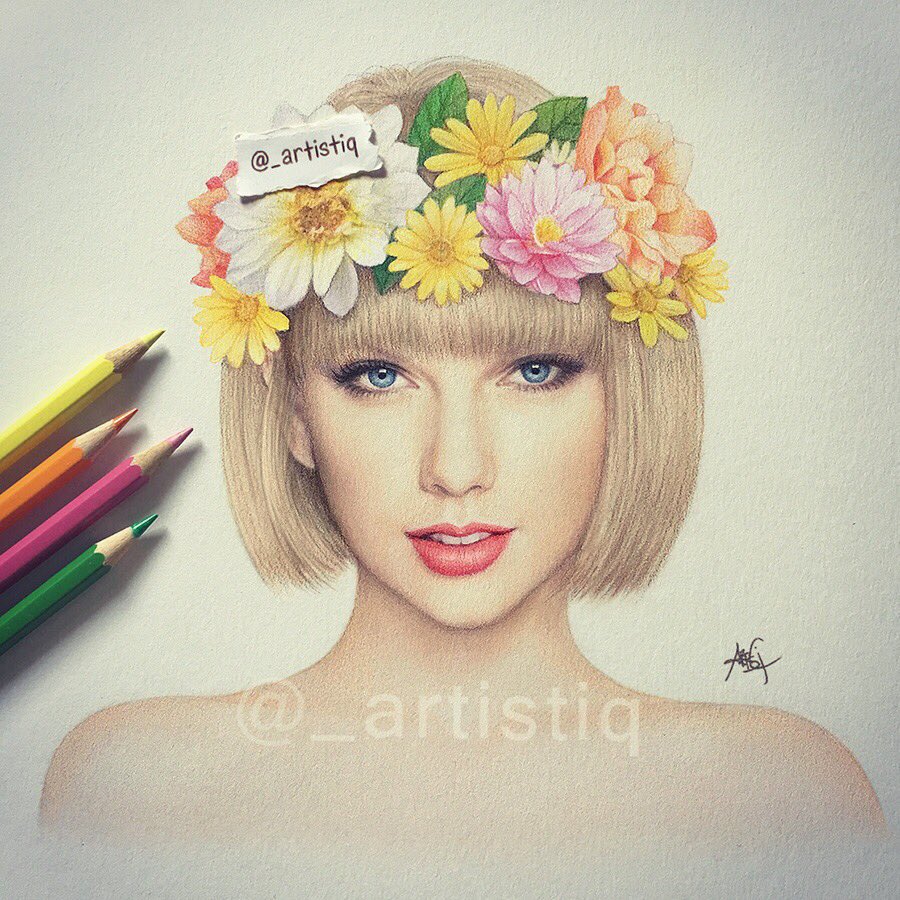 artistiq on X: Taylor Swift, drawn with colored pencils