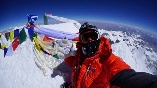 .<a href="/EverestWeekly/">Mount Everest</a> Mario Simoes &amp; Tikko atop of the world!  May 19,2016. #TikkoTravels #AutismAwareness #Everest2016