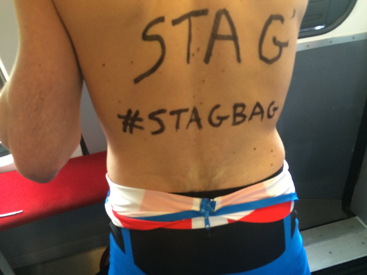 robertsharp59's tweet photo. Modern pre-wedding male ritual bonding banter now happens with a hashtag #StagBag https://t.co/Zwm9YuAe17