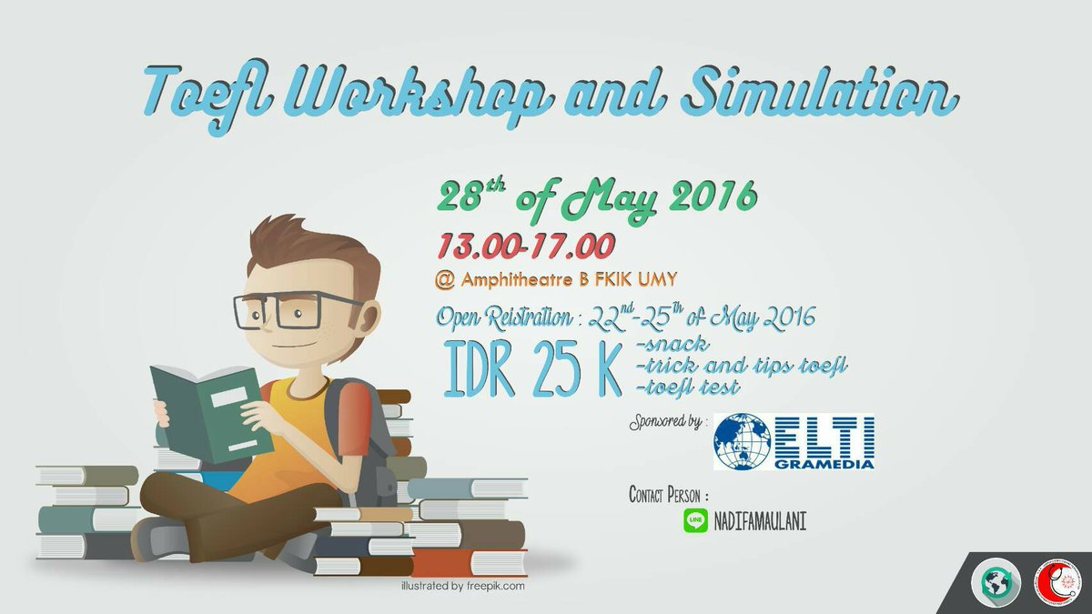 Buat yg mau tau tips ngerjain TOEFL bisa ikutan yuk! Ada juga simulasi TOEFL langsung dari ELTI!
#SEMAKUdihatiku