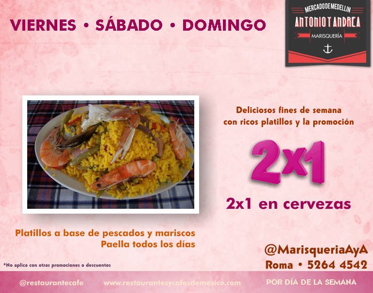 RestauranteCafe's tweet photo. Imperdible disfrutar fines de semana con deliciosos platillos y la #PromoRyC 2x1 en cervezas @MarisqueriaAyA #Roma https://t.co/4LTYdHZBtR