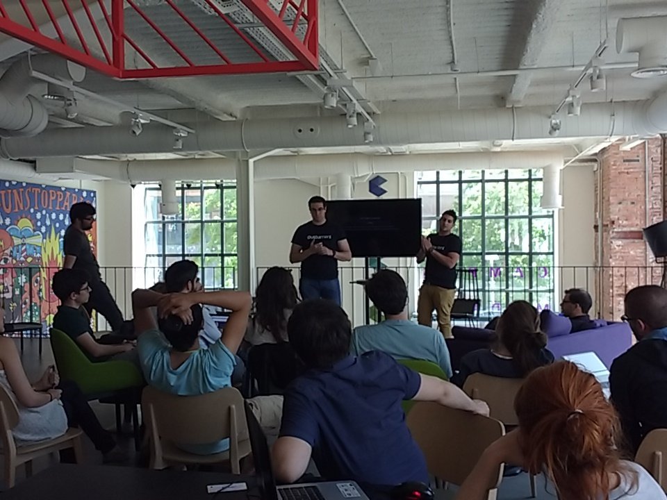 #tvss hackathon presentations. Team <a href="/Outbarriers/">Outbarriers</a>. Blinder app, tinder for blind people