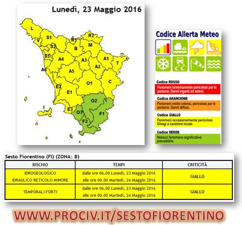 Rischio TEMPORALI: dalle 6 fino a mezzanotte di Lunedì 23/05 anche a @SestoFiorentino. INFO: PROCIV.IT/SESTOFIORENTINO