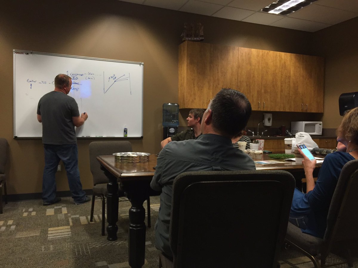 DaneVoorhees's tweet photo. Professor @byoung39 giving the band a signal flow lesson this morning https://t.co/QTLEMPJl4k