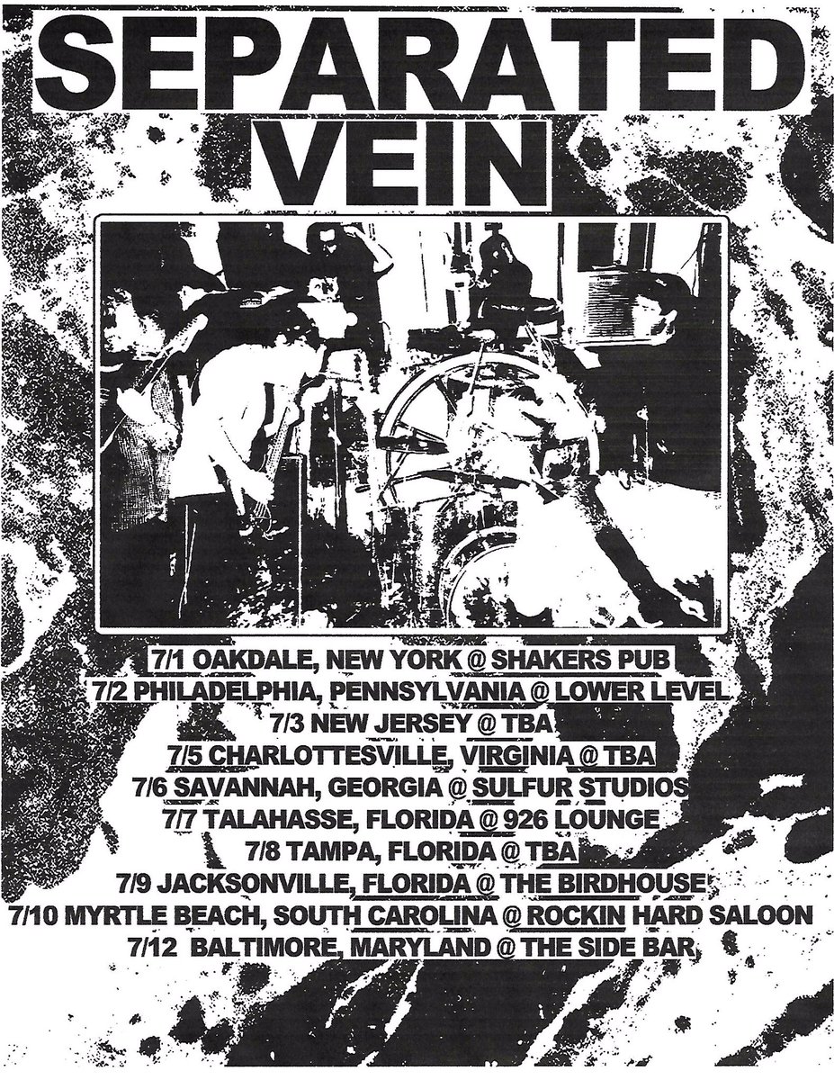 separatedhc's tweet photo. Going on the road with @VEINBAND in July, come check out a show
#terrorsrealm #forcefedmisery https://t.co/k1tuYfLZg3
