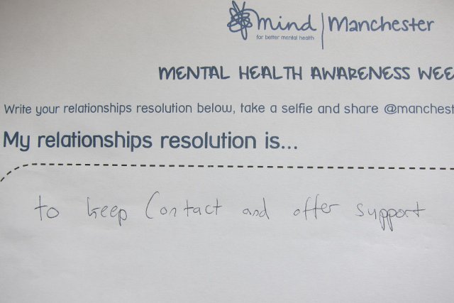ManchesterMind's tweet photo. Listening and supporting each other for better mental health...your #relationshipsresolution pledges for #MHAW16 https://t.co/7f5ftLtoHK