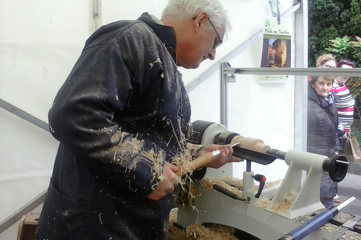 Watching a master at his craft! Woodturner Ambrose O'Halloran at #Feile2016