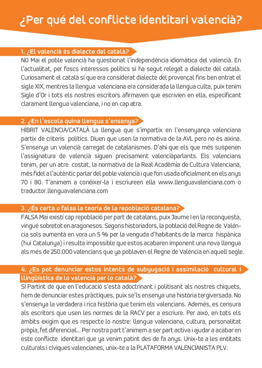 valencia_unida's tweet photo. ¿Per qué dl conflicte identitari valencià? Compartix per a q els valencians desperten. RT #RibóDimissió https://t.co/WHZQFfnMvf