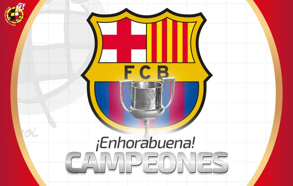 CopaDelReyES's tweet photo. ¡¡ENHORABUENA, BARÇA!! El @FCBarcelona_es, campeón de la Copa del Rey tras vencer 2-0 al @SevillaFC 
#FinalCopa https://t.co/qBzlWj1faf