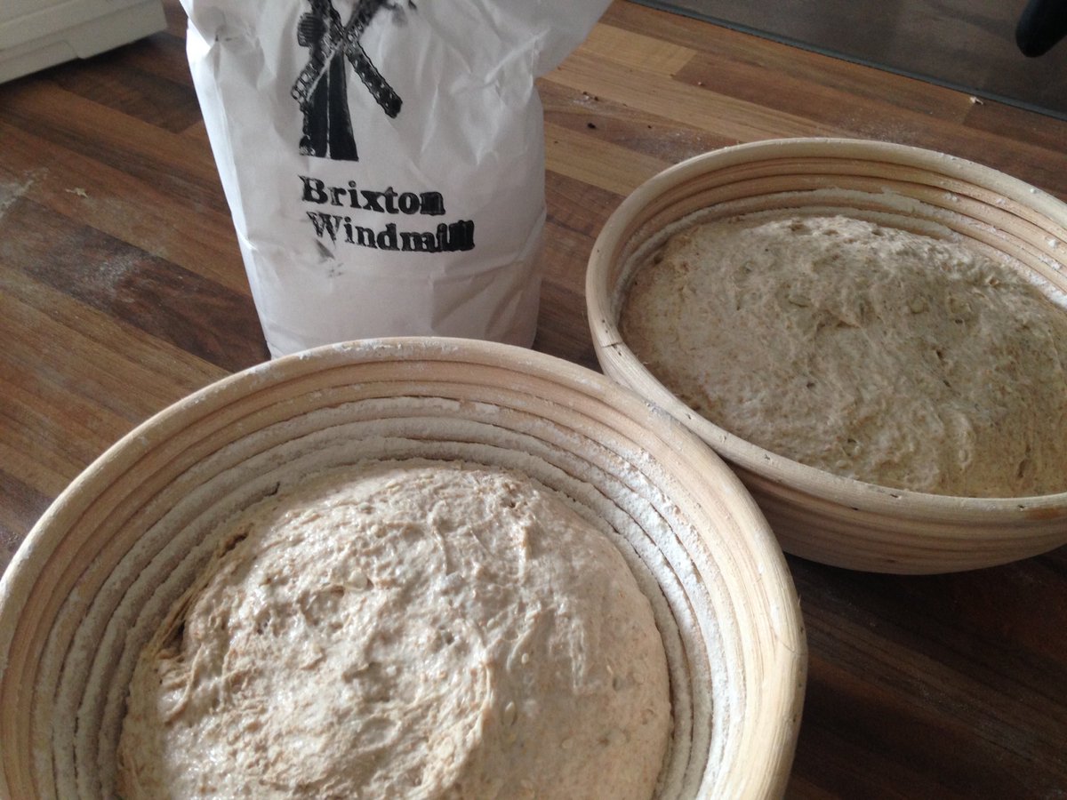 foundbread's tweet image. Proofing bread with whole meal from @brixtonwindmill #london #brixton #bread