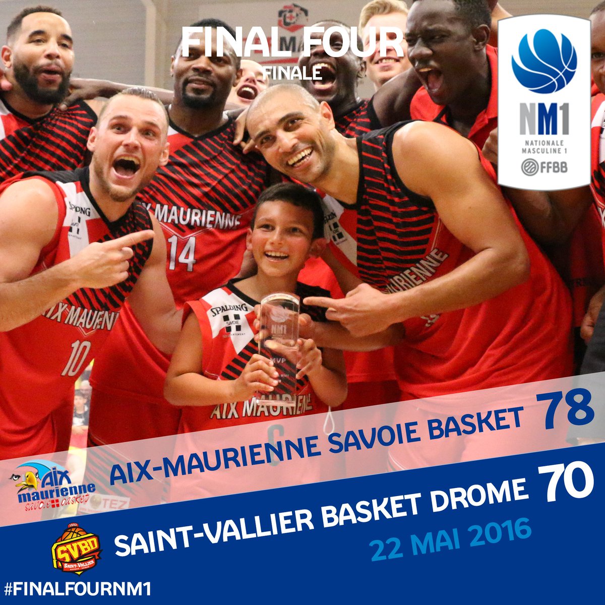 ffbasketball's tweet photo. Quel finish ! @AMSB73 obtient sa place en Pro B face à @SVBD26 (78-70) dans ce #FinalFourNM1 https://t.co/FFnO66703D https://t.co/L4FBYmkj5n