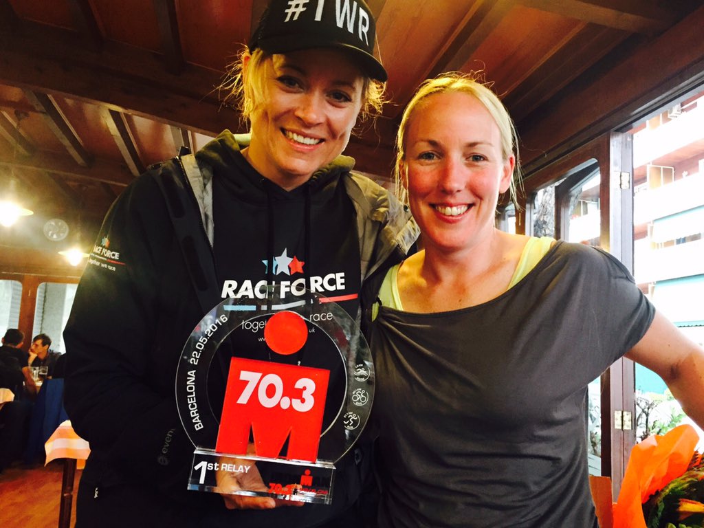 RaceForceLtd's tweet photo. Another 1st place for #Teamraceforce with @KateWinners &amp; @evokehealth_fit winning the relay in #IM703Barcelona #TWR https://t.co/LSRyYkfRQn
