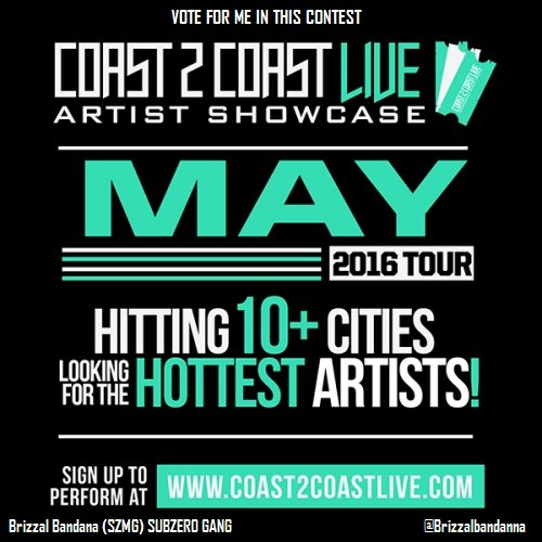 Aaronhead414Y's tweet photo. Just voted for @Brizzalbandanna to perform at #Miami Memorial Day Weekend Edition 5/28/16! https://t.co/5pW3q0tHkL https://t.co/a1lh088WT7