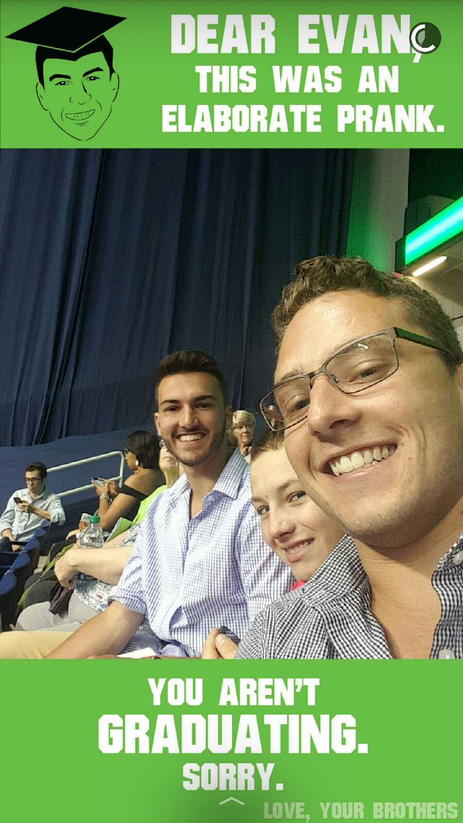EvanCouchot's tweet photo. Better brothers do not exist. They gave me snapchat filter for my graduation gift https://t.co/3rNET6itwQ