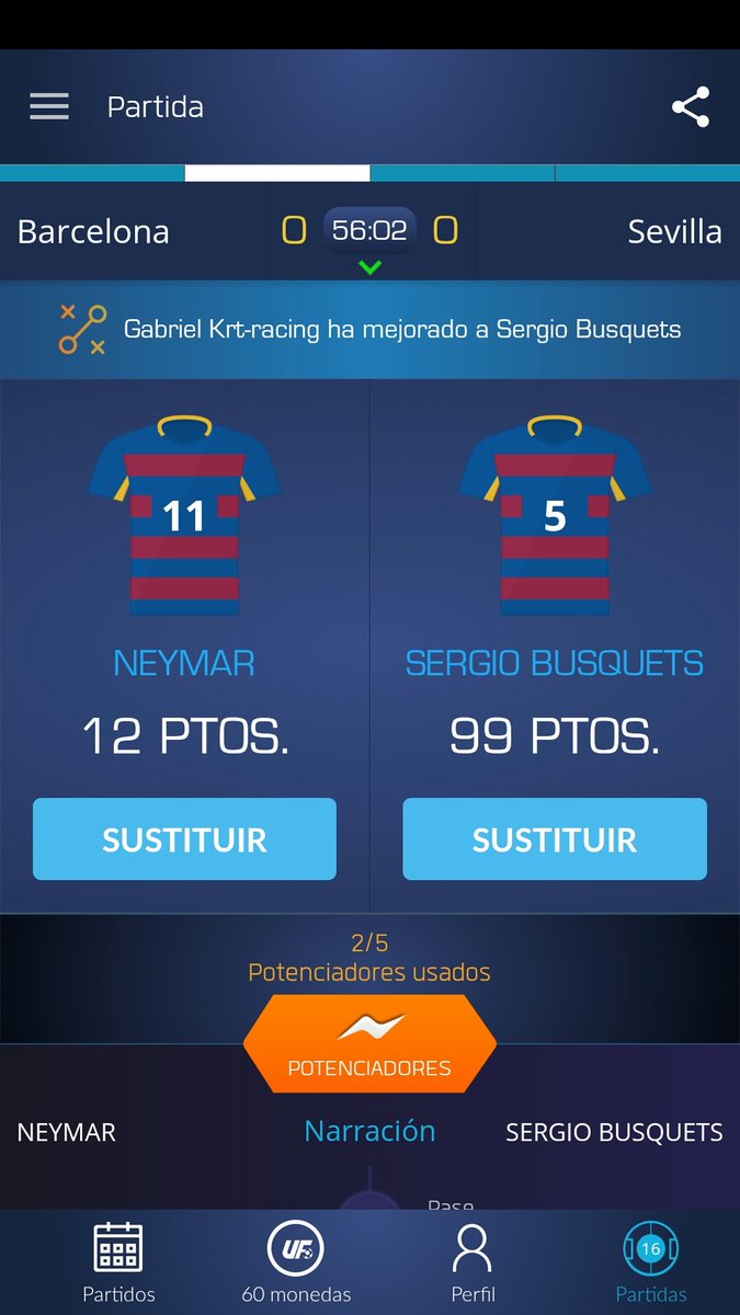 gabriTricks's tweet photo. Acabo de utilizar a Double Up el Sergio Busquets en @ultimatefanlive para el #FCB contra #SevillaFC https://t.co/z4Fu0yRPuC