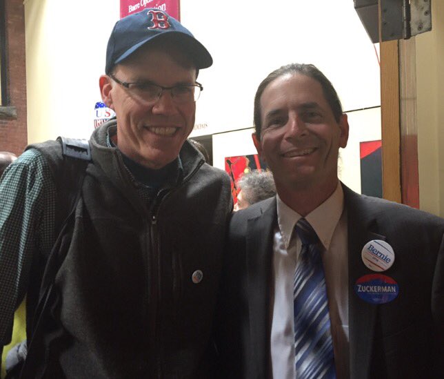 DaveZuckermanVT's tweet photo. Great to see my friend @billmckibben today! Thank you for representing #Bernie & for your support. #VDPCon16 #vtpoli https://t.co/vvtELPConB