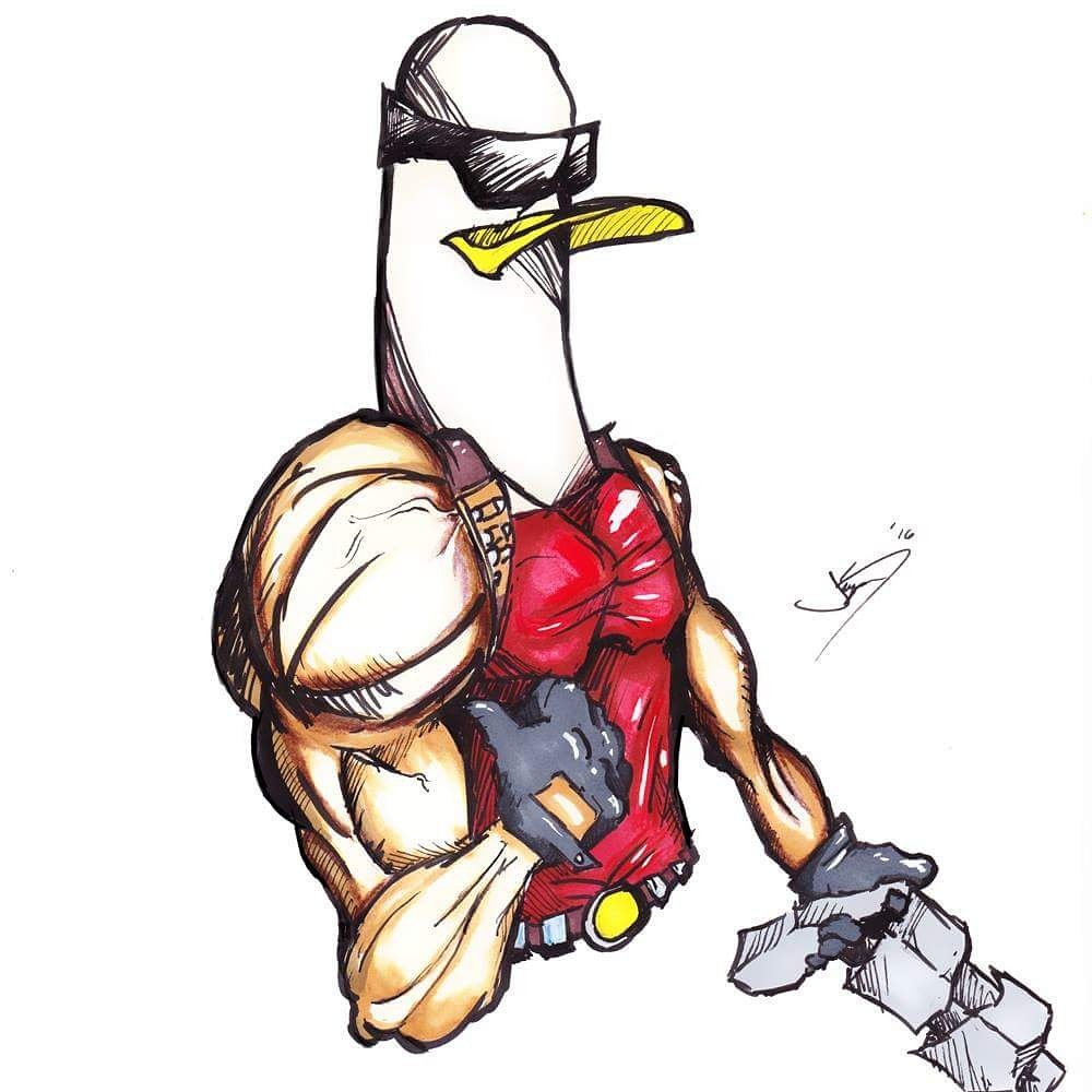 JarrettKrueger's tweet image. Duck Nuckem. @agentbizzle @TheComedyButton #ducknuckem #illustration #art #ink #markers #dukenukem #videogames