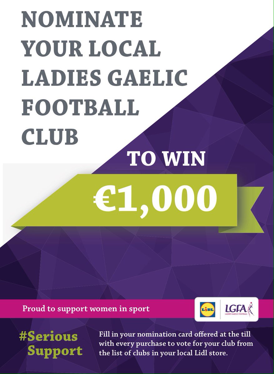 Please support us &amp; nominate Tullamore LGFC  in <a href="/lidl_ireland/">Lidl Ireland</a> Tullamore store when u shop there #serioussupport